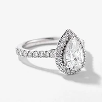 Pear Shape Diamond Engagement Ring 14K White Gold (1.38 ct tw)