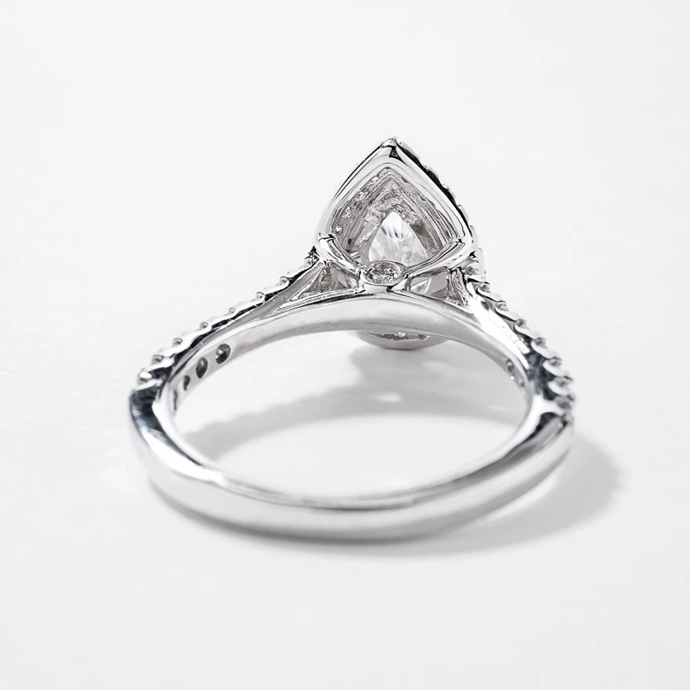 Pear Shape Diamond Engagement Ring 14K White Gold (1.38 ct tw)