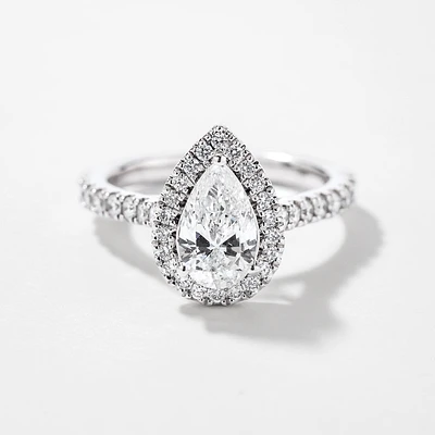 Pear Shape Diamond Engagement Ring 14K White Gold (1.38 ct tw)