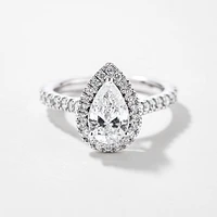 Pear Shape Diamond Engagement Ring 14K White Gold (1.38 ct tw)