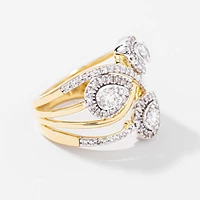 Diamond Cluster Ring 10K Yellow and White Gold (1.00 ct tw)