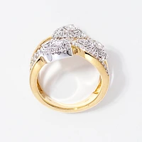 Diamond Cluster Ring 10K Yellow and White Gold (1.00 ct tw)