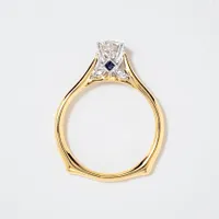 -Tara- Diamond Engagement Ring With Sapphire Accents 14K Yellow Gol