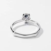 -Holly- Diamond Engagement Ring With Sapphire Accents 14K White Gol