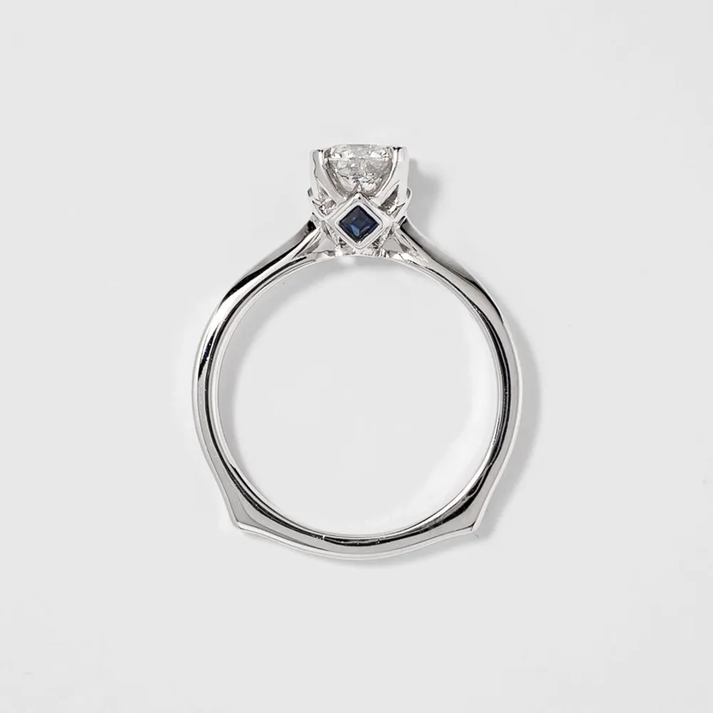 Holly- Diamond Engagement Ring With Sapphire Accents 14K White Gol