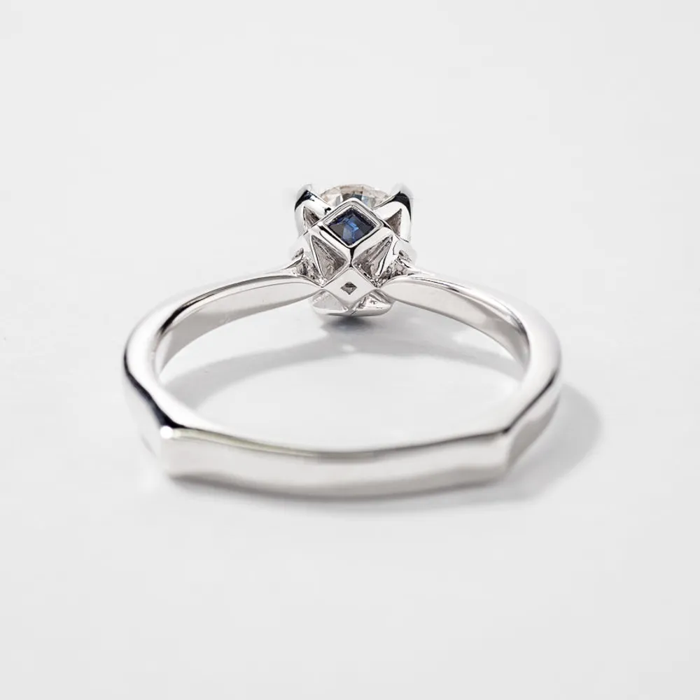 Holly- Diamond Engagement Ring With Sapphire Accents 14K White Gol