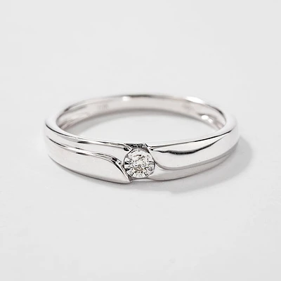 Ladies Wedding Band 10K White Gold (0.03 ct tw)