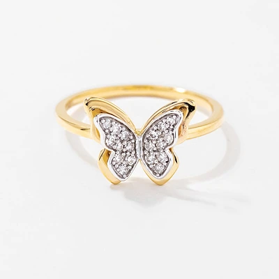 Butterfly Ring 10K Yellow and White Gold (0.13 ct tw)