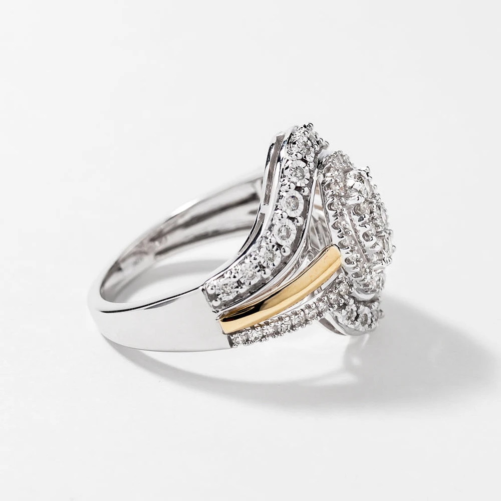 Diamond Cluster Ring Two-Tone 10K White and Yellow Gold (0.50 ct tw