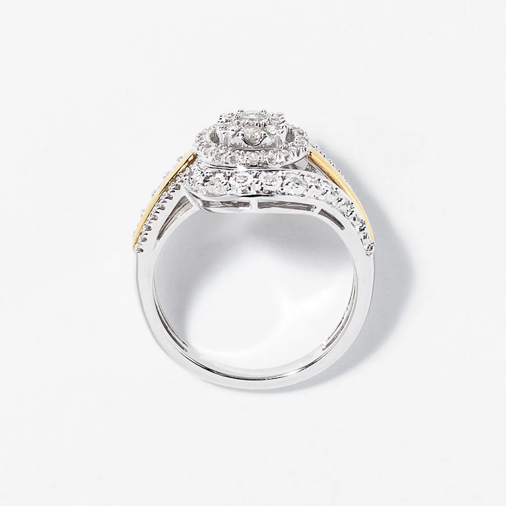Diamond Cluster Ring Two-Tone 10K White and Yellow Gold (0.50 ct tw