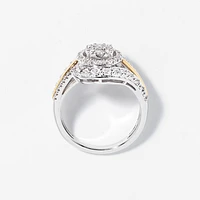 Diamond Cluster Ring Two-Tone 10K White and Yellow Gold (0.50 ct tw