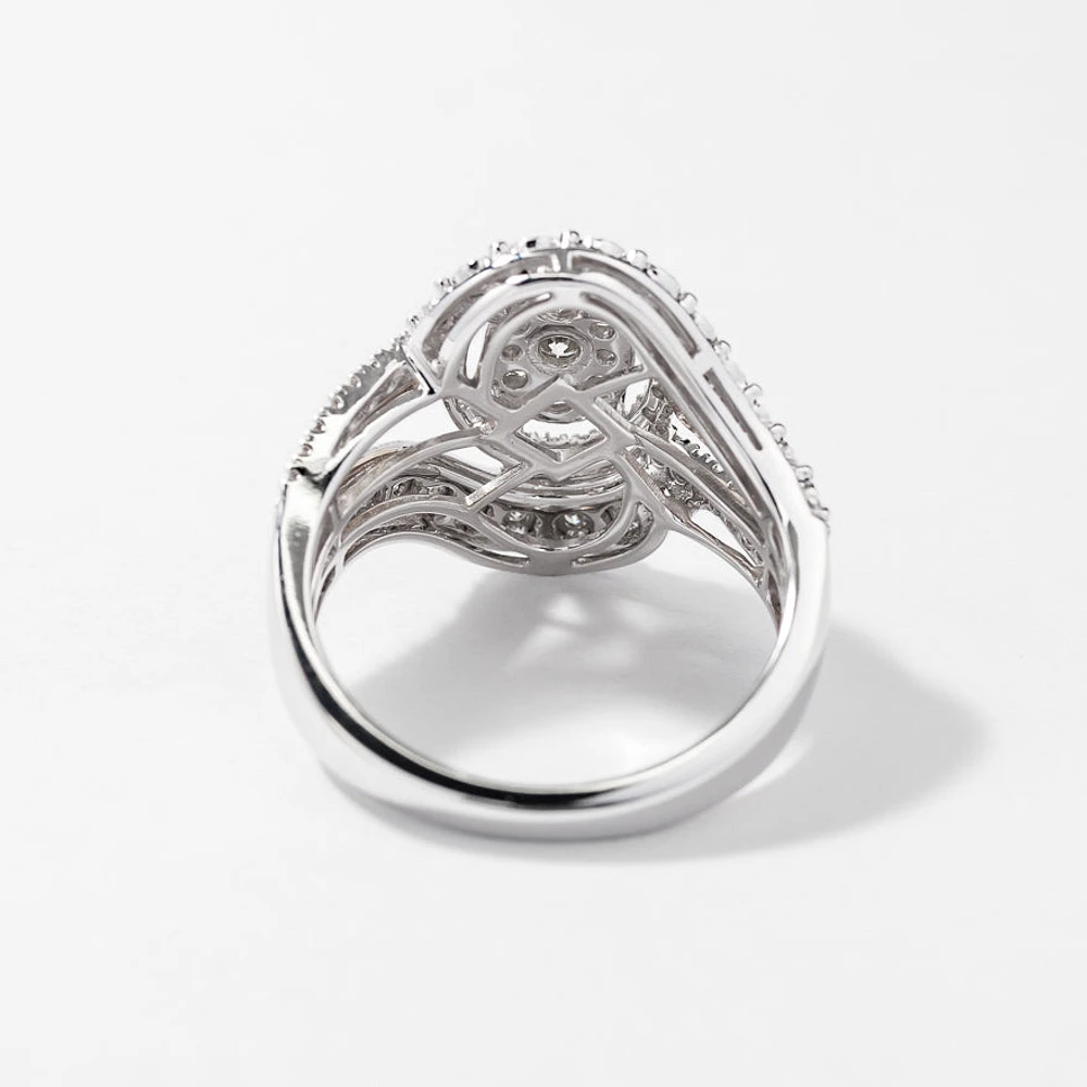 Diamond Cluster Ring Two-Tone 10K White and Yellow Gold (0.50 ct tw