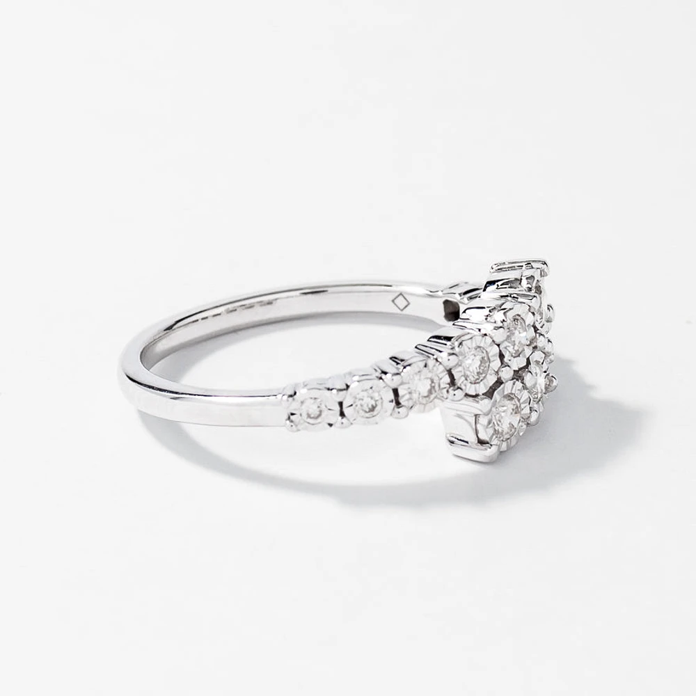 Diamond Cluster Ring 10K White Gold (0.30 ct tw)