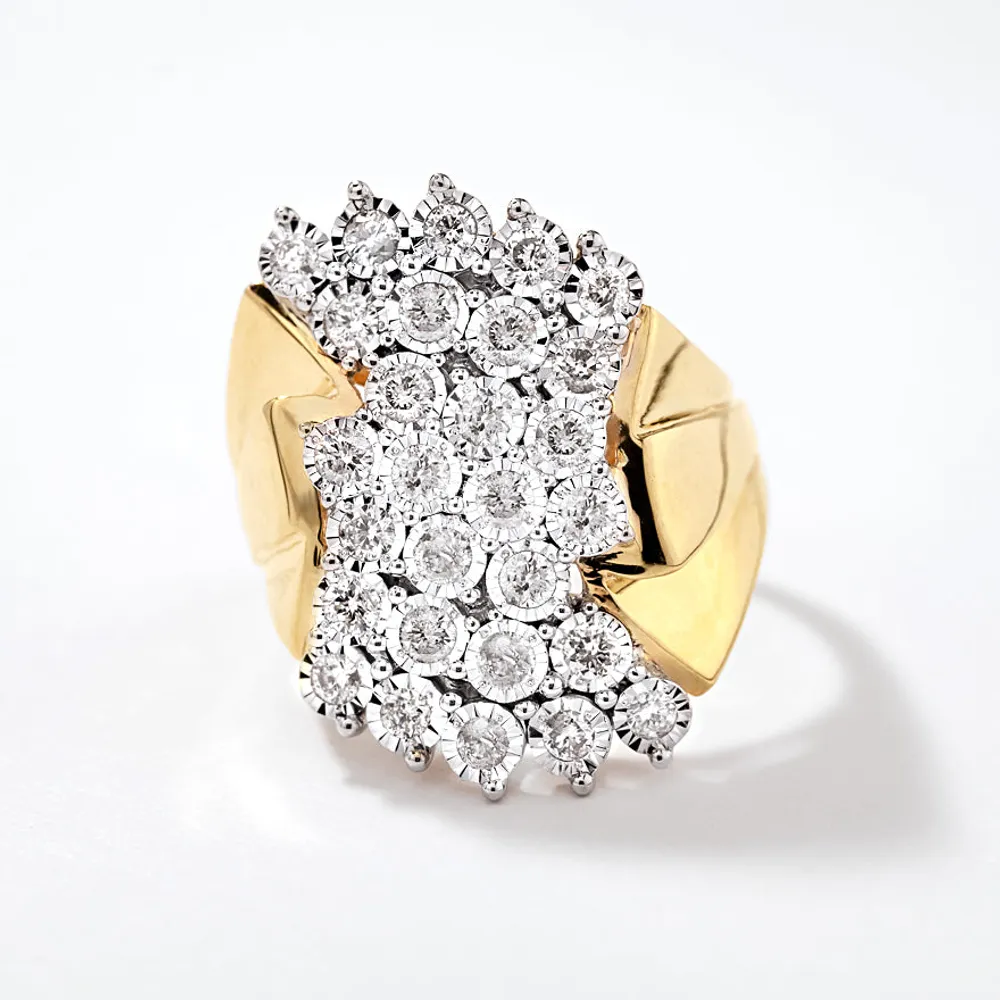 Diamond Dinner Ring 10K Yellow Gold (1.00 ct tw)