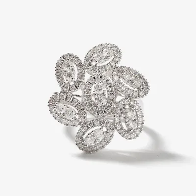 Diamond Cluster Ring 10K White Gold (1.25 ct tw)