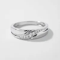 Men's Diamond Wedding Band 10K White Gold (0.10 ct tw)