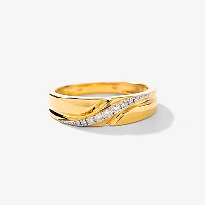 Men's Diamond Wedding Band 10K Yellow Gold (0.10 ct tw)