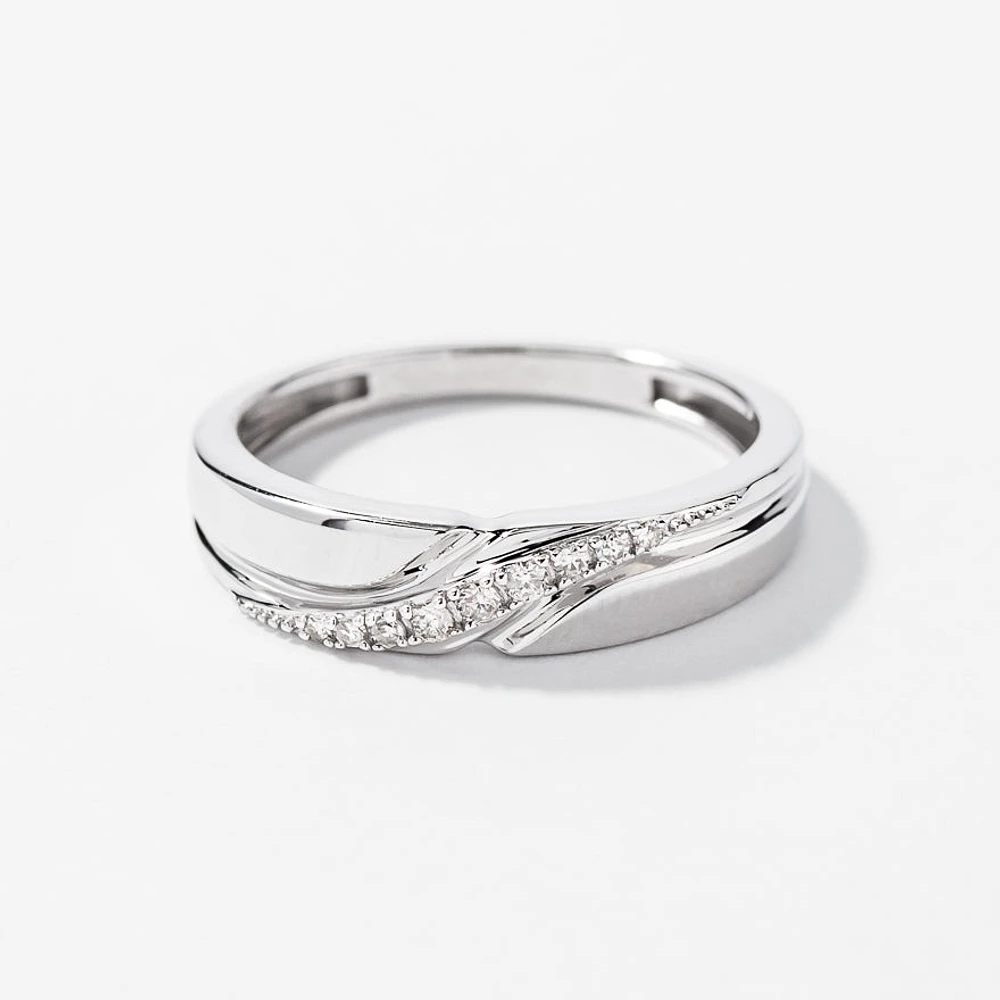 Ladies Diamond Wedding Band 10K White Gold (0.06 ct tw)