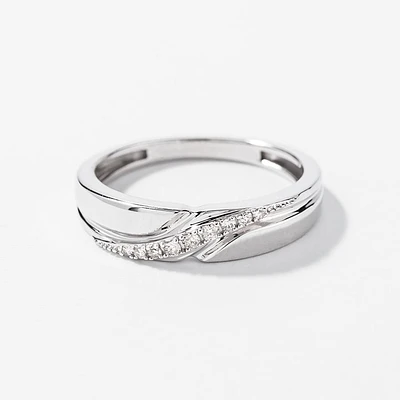 Ladies Diamond Wedding Band 10K White Gold (0.06 ct tw)