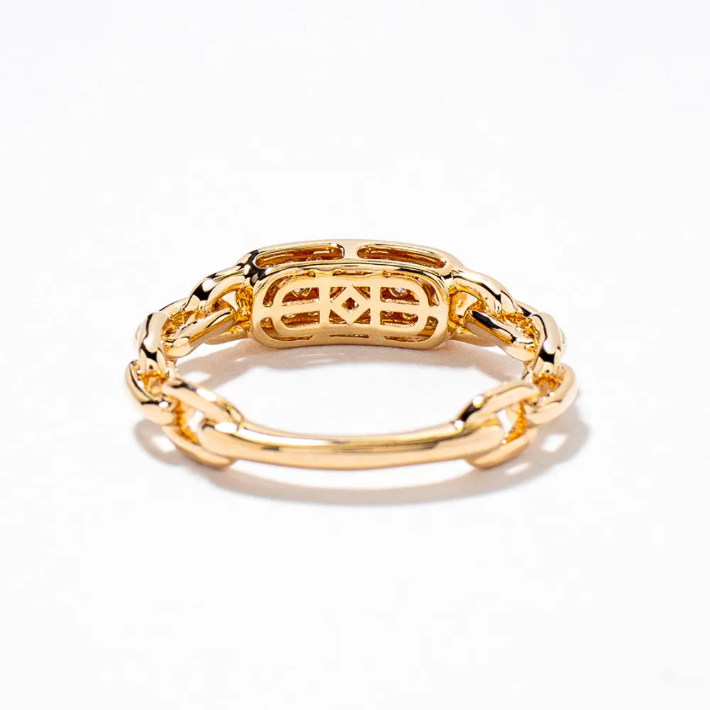 Diamond Chain Link Ring in 10K Yellow Gold (0.20 ct tw)