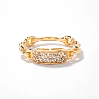 Diamond Chain Link Ring in 10K Yellow Gold (0.20 ct tw)