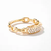 Diamond Chain Link Ring in 10K Yellow Gold (0.20 ct tw)