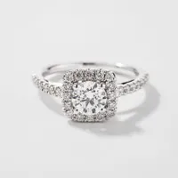 14K White Gold Halo Diamond Engagement Ring (1.20 ct tw)