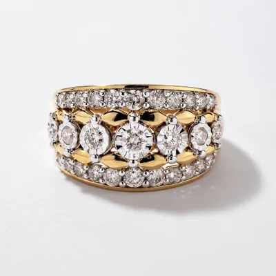 Diamond Dinner Ring 10K Yellow and White Gold (1.00 ct tw)