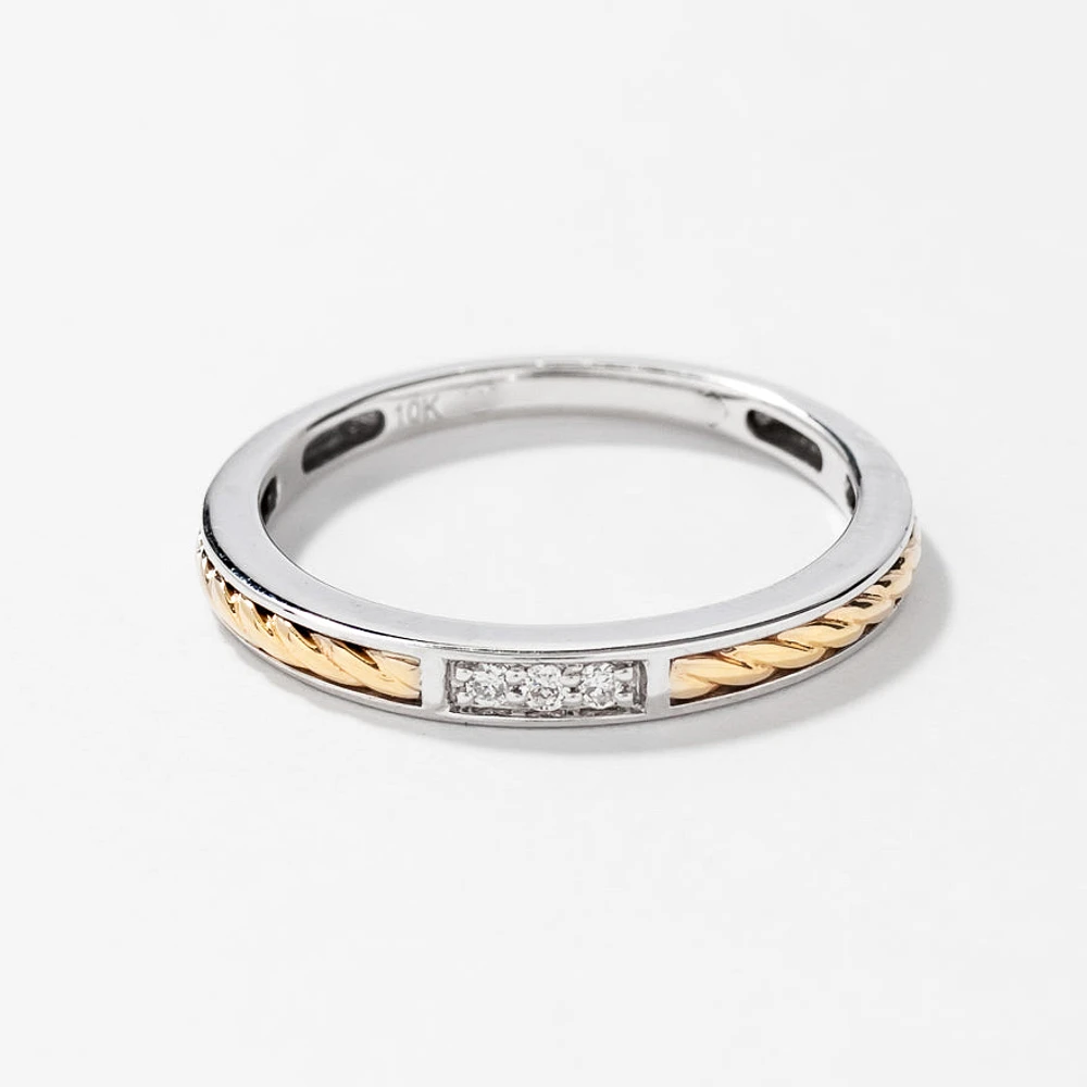 Diamond Wedding Band 10K White and Yellow Gold (0.03 ct tw)