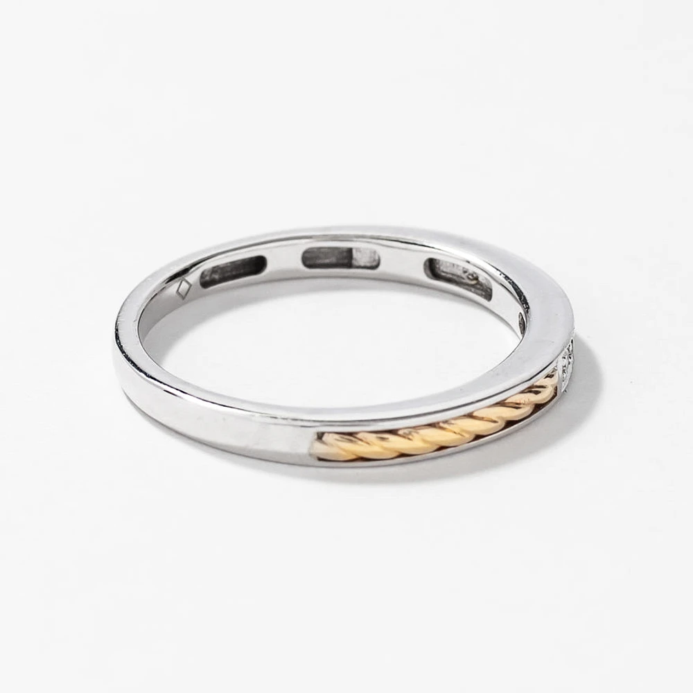 Diamond Wedding Band 10K White and Yellow Gold (0.03 ct tw)