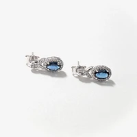 Sapphire Earrings with Diamond Accents in 10K White Gold