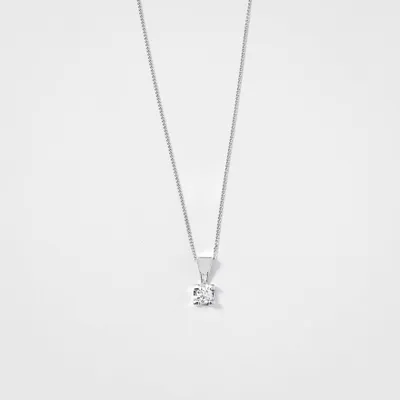 14K White Gold Canadian Diamond Pendant Necklace in a Four Claw Settin