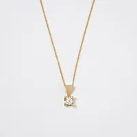 14K Yellow Gold Canadian Diamond Pendant Necklace in a Four Claw Setti