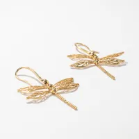 Dragonfly Dangle Earrings in 10K Yellow Gold