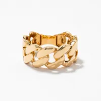 Men's Cuban Link Ring 10K Yellow Gold