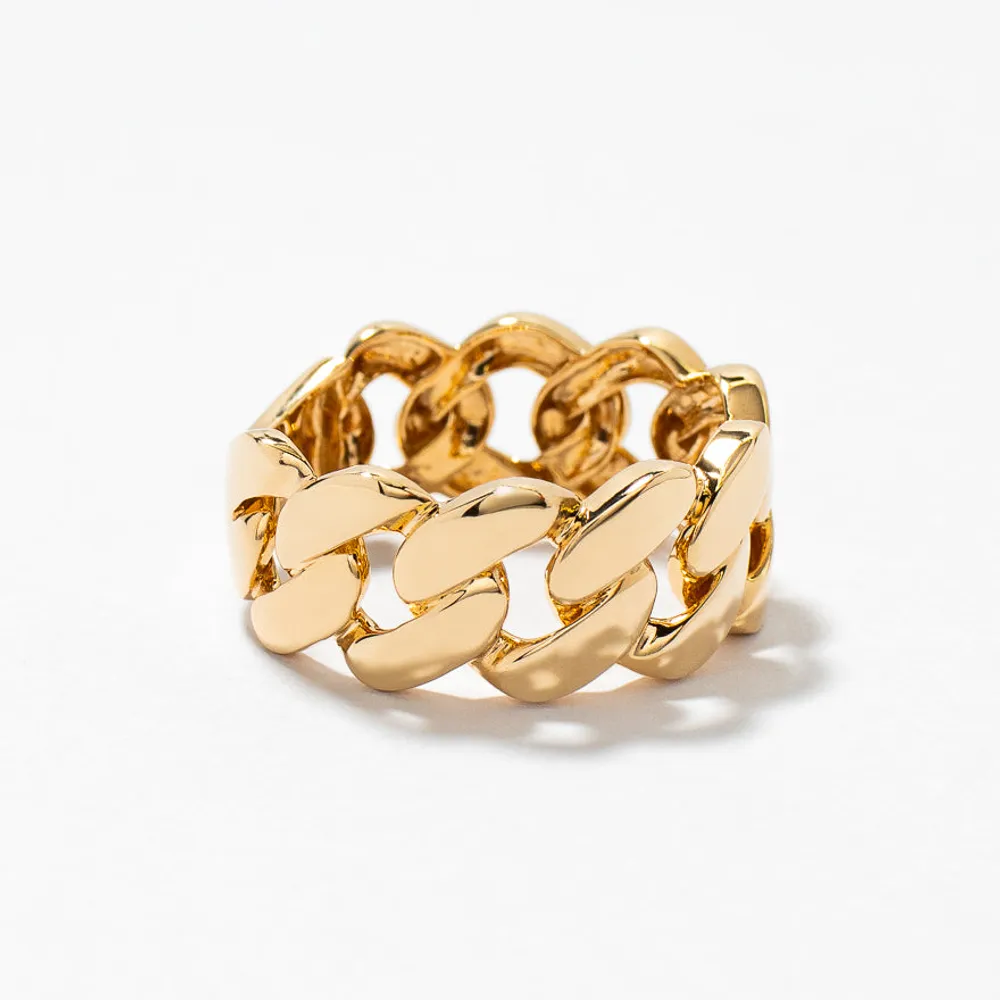 Men's Cuban Link Ring 10K Yellow Gold