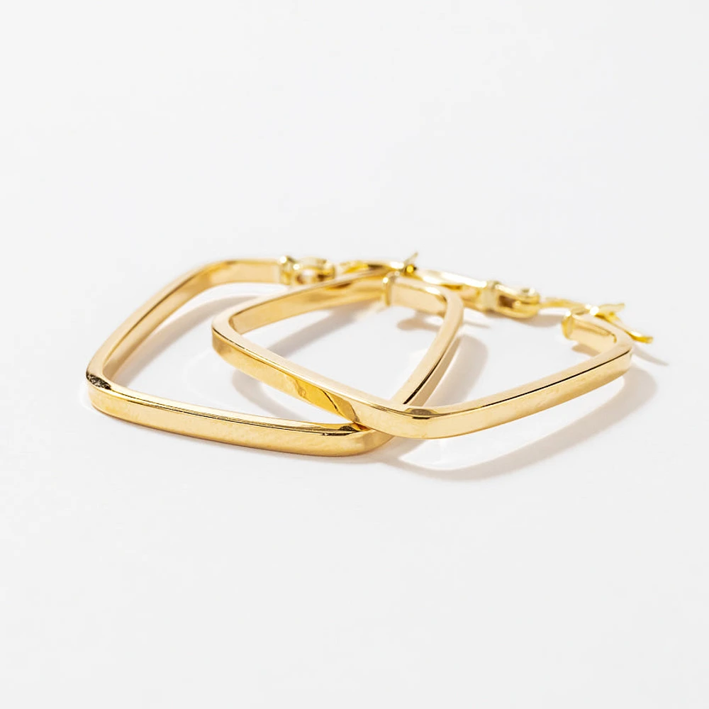 Square Hoop Earrings in 10K Yellow Gold