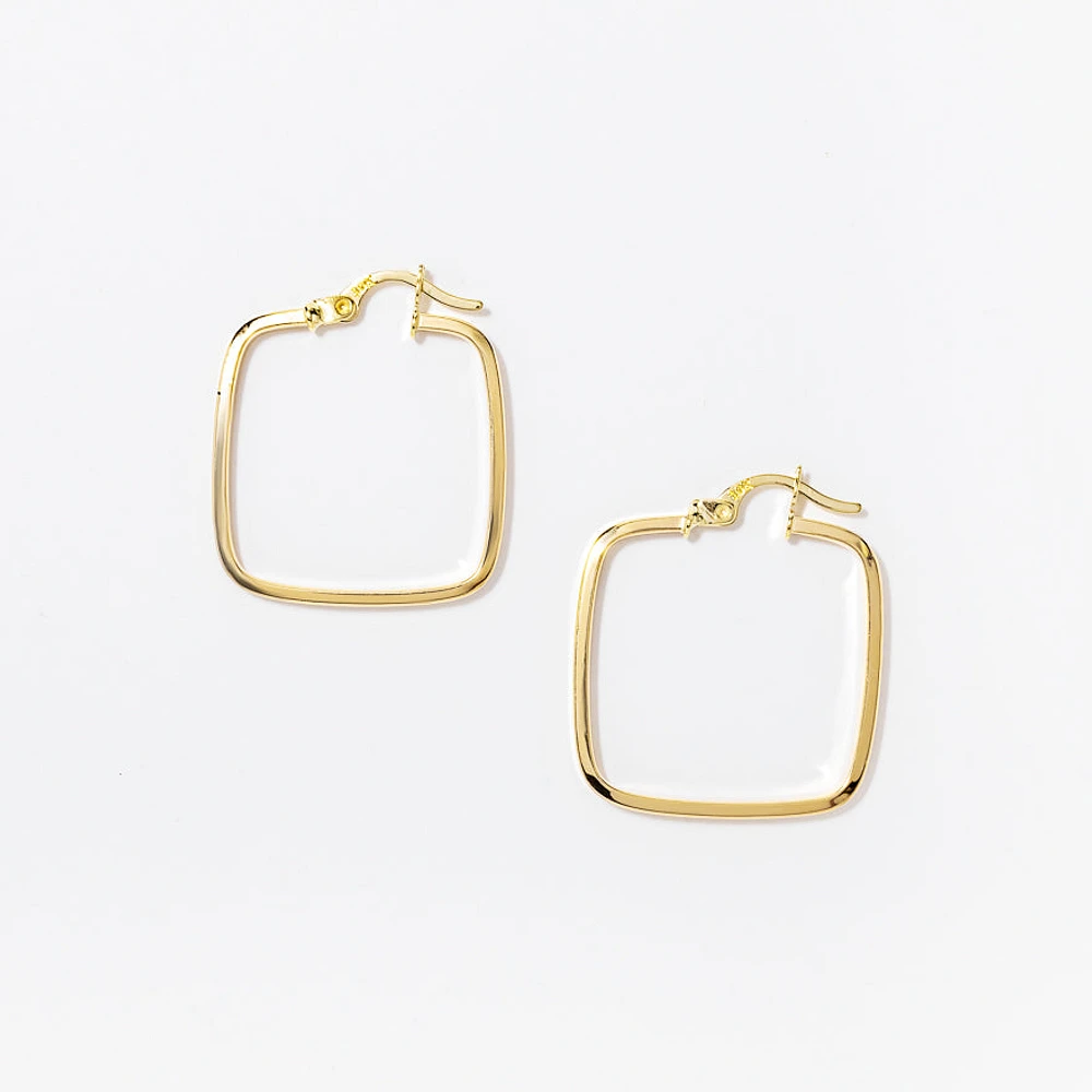 Square Hoop Earrings in 10K Yellow Gold