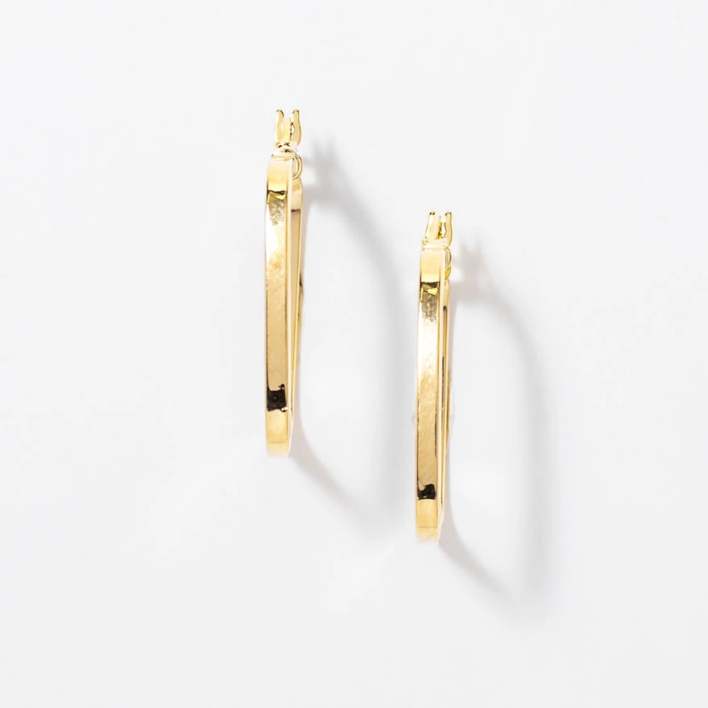 Square Hoop Earrings in 10K Yellow Gold