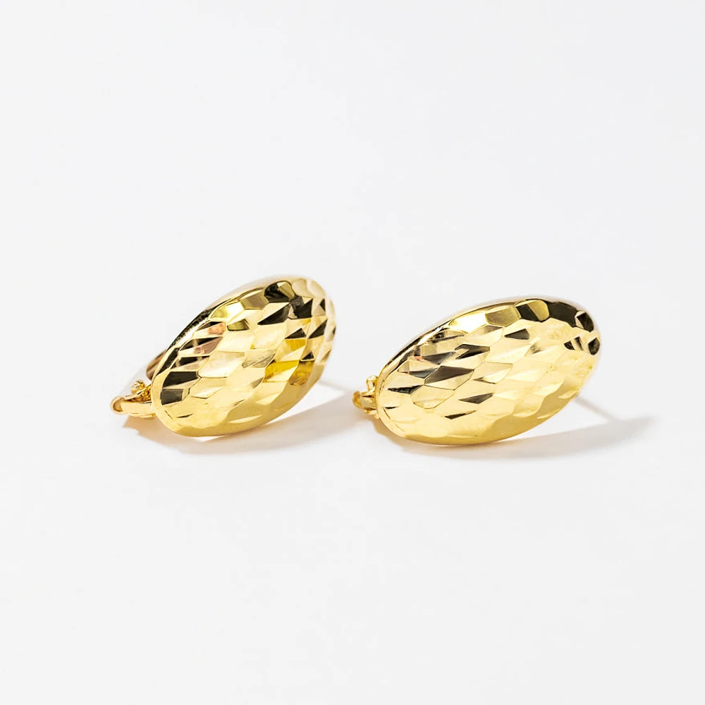 Diamond Cut Hoop Earrings in 10K Yellow Gold