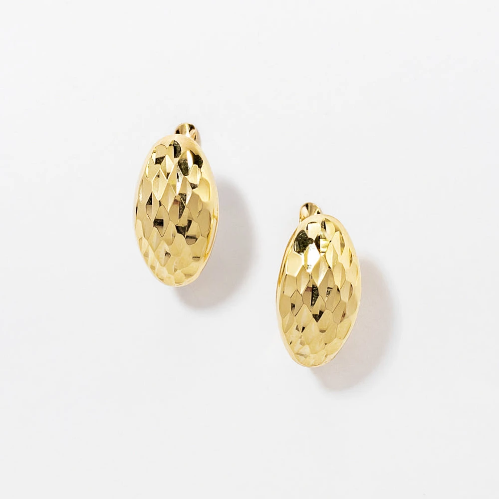 Diamond Cut Hoop Earrings in 10K Yellow Gold