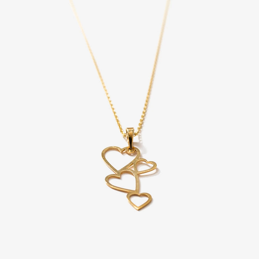 Open Heart Necklace in 10K Yellow Gold