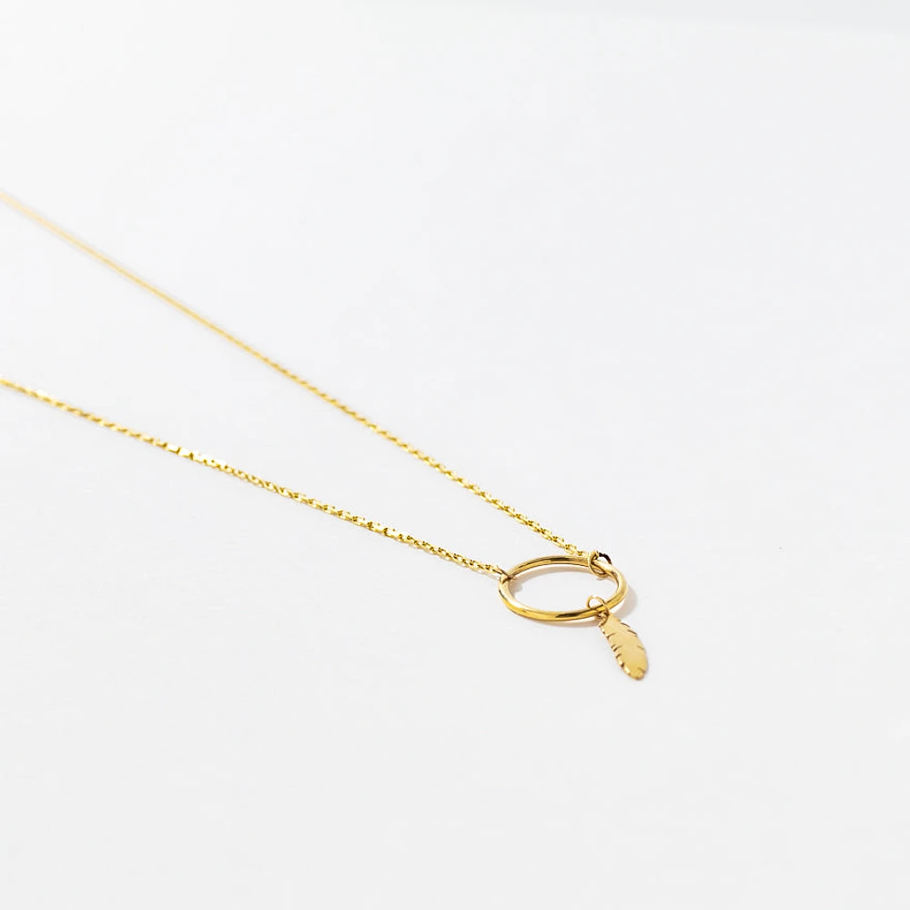 Feather Pendant in 10K Yellow Gold