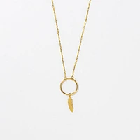 Feather Pendant in 10K Yellow Gold