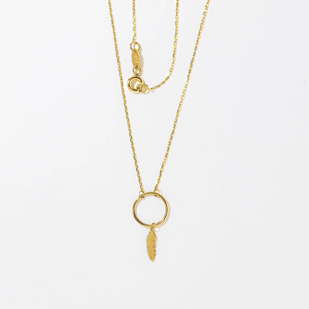 Feather Pendant in 10K Yellow Gold