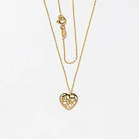 Open Heart Necklace in 10K Yellow Gold