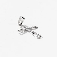10K White Gold Diamond Cut Cross Pendant