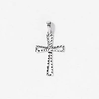 10K White Gold Diamond Cut Cross Pendant