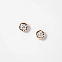 Bezel Stud Earrings in 14K Rose and White Gold (0.50 ct tw)