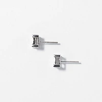 Princess Cut Diamond Cluster Stud Earrings in 14K White Gold (0.75 ct